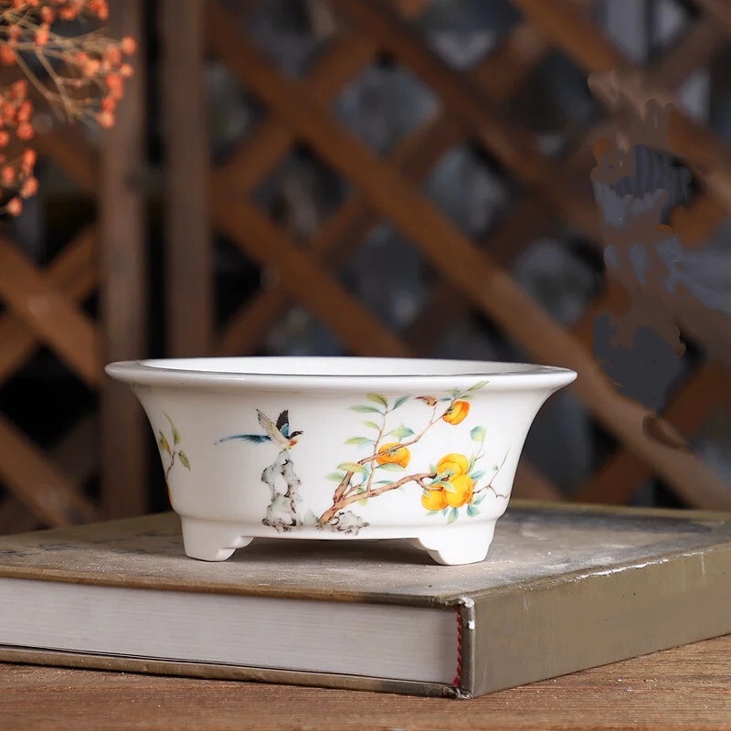 Bonsai Garden China - Porcelain Round Circle Bonsai Pot Tradition